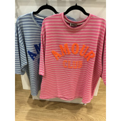 T-shirt sweat rayé AMOUR CLUB