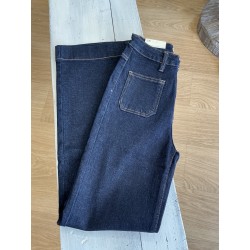 Jeans long large poches plaquées brut
