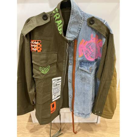 Veste en jeans et kaki