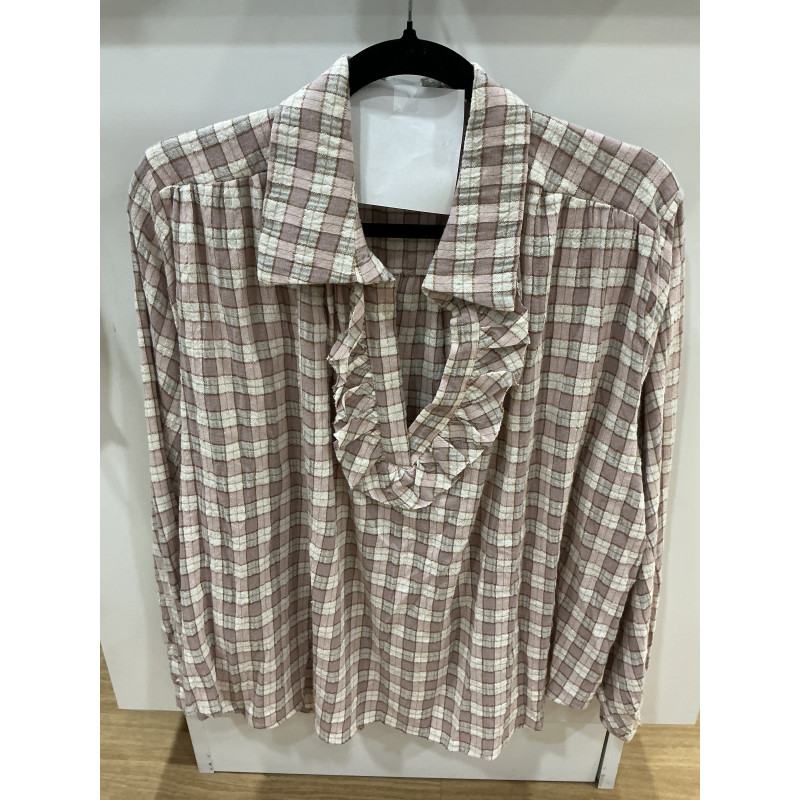 Chemise carreaux rose