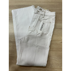 Jeans flared 7/8 blanc surpiqûres