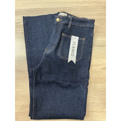 Jeans flared 7/8 poches plaquées brut