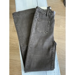 Jeans long large poches plaquées chocolat au lait