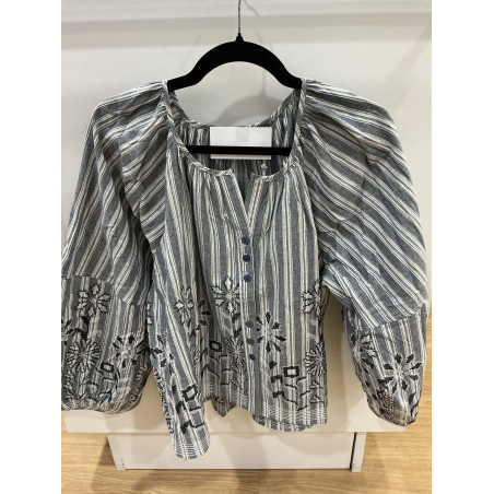 Blouse Blora rayée bleu