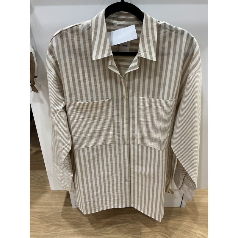 Chemise rayée beige