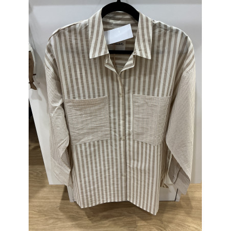 Chemise rayée beige