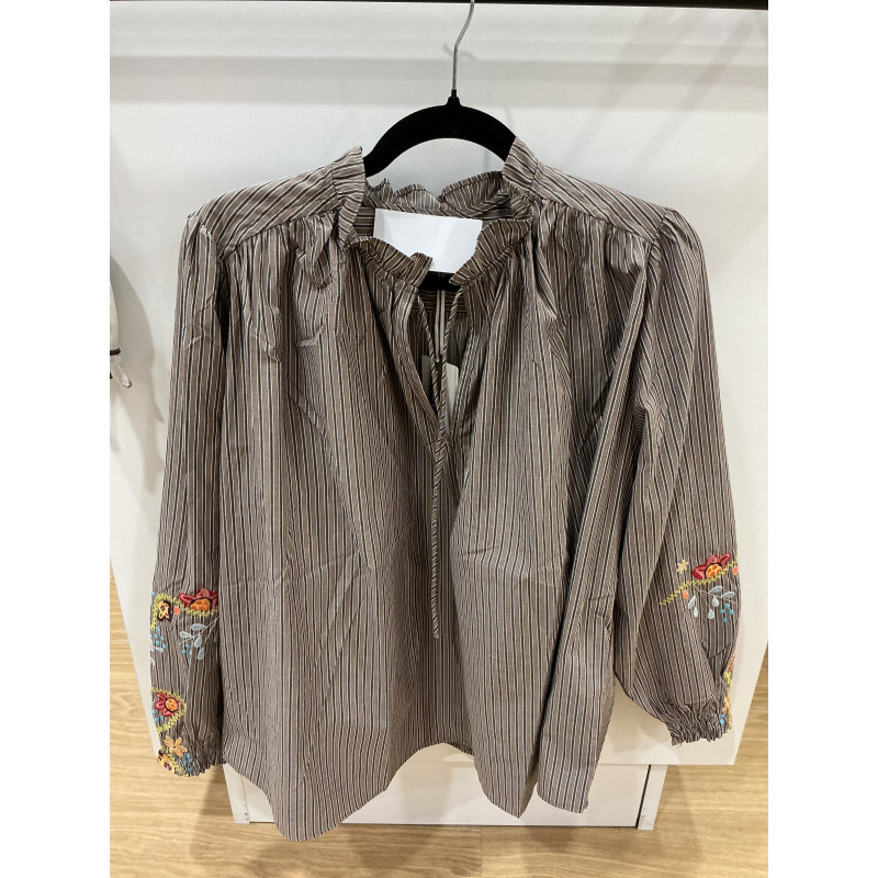 Blouse Daniele rayée choco
