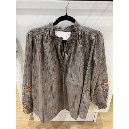 Blouse Daniele rayée choco