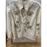Chemise rayée beige et broderies or