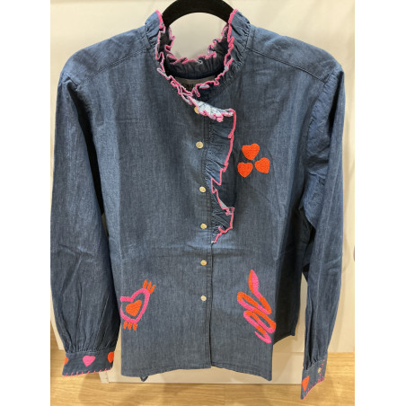 Chemise col victorien brut et coeur