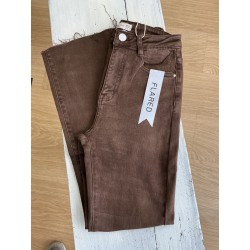 Jeans flared 7/8 poches plaquées choco
