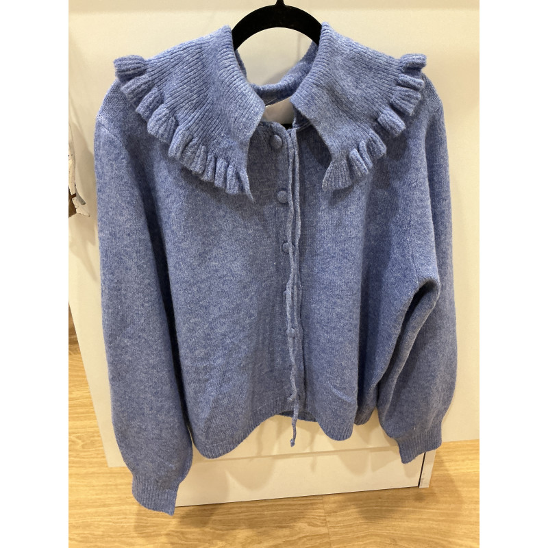 Gilet col Claudine Bleu