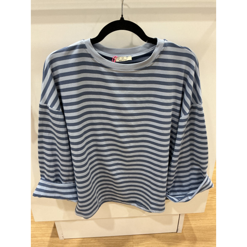 T-shirt sweat rayé bleu
