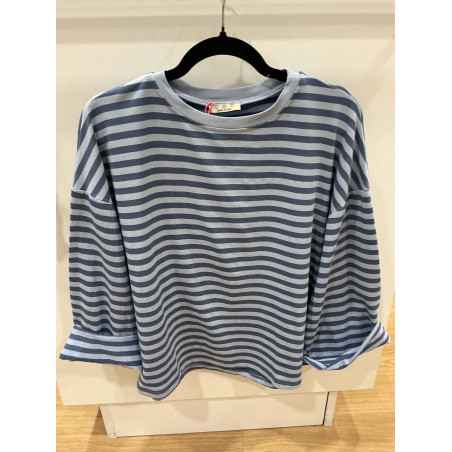 T-shirt sweat rayé bleu