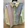 Chemise oversize rayée bleu , jaune , rose et vert
