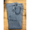 Jeans long large poches plaquées tresse bleu clair