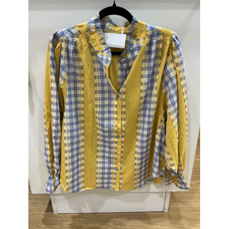 Chemise carreaux bleu et jaune
