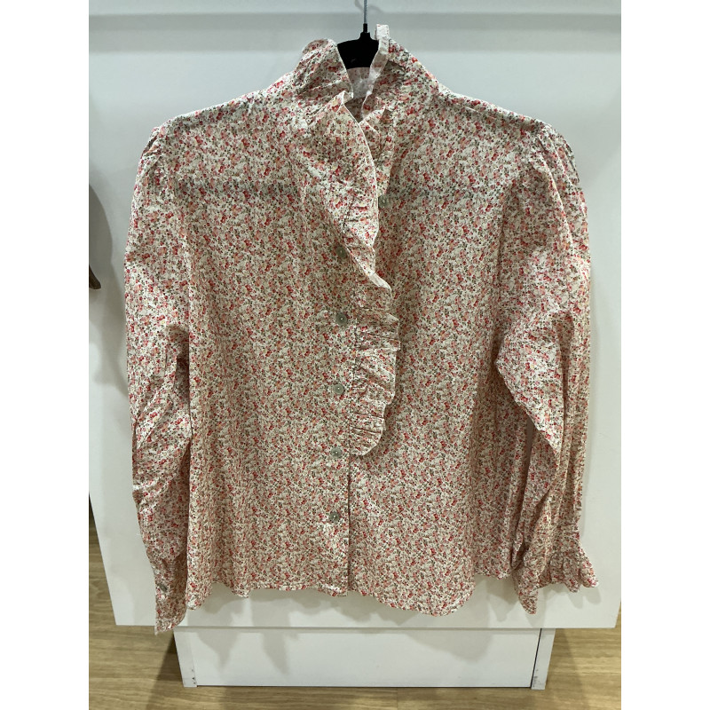 Chemise col victorien liberty rose