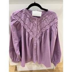 Chemise lilas broderie anglaise