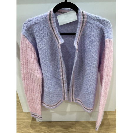 Gilet mauve et rose