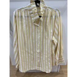 Chemise rayée col victorien jaune et blanc