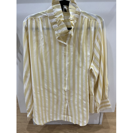 Chemise rayée col victorien jaune et blanc