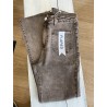 Jeans flared 7/8 poches plaquées choco délavé