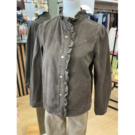 Veste en jeans choco col victorien