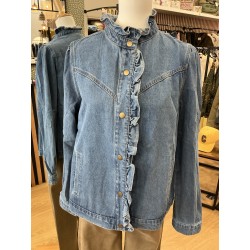 Veste en jeans bleu col victorien
