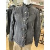 Veste en jeans noir col victorien