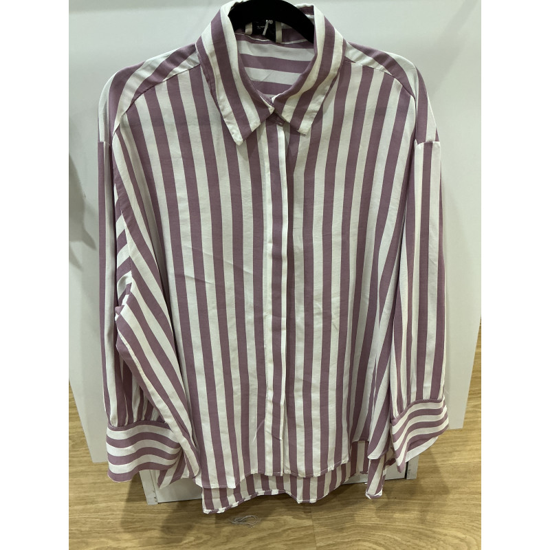 Chemise rayée lilas et blanc