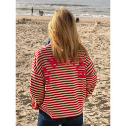 T-shirt sweat rayé rouge ST BARTH