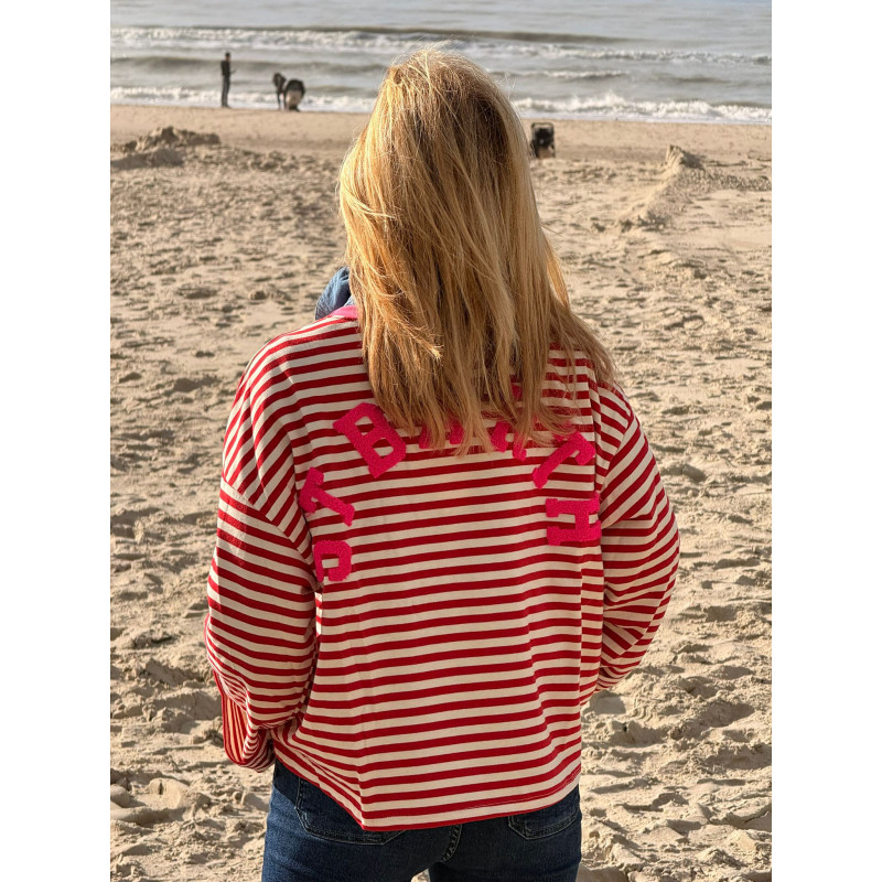 T-shirt sweat rayé rouge ST BARTH