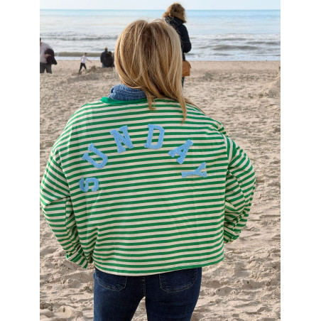 T-shirt sweat rayé vert SUNDAY