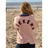 T-shirt sweat rayé rose WEEK END