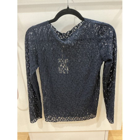 T-shirt dentelle marine