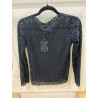 T-shirt dentelle marine