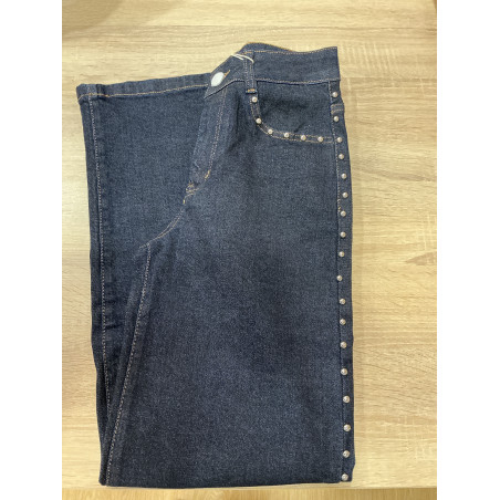 Jeans long large clous brut