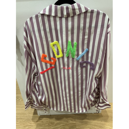 Chemise rayée lilas et blanc ICONIC