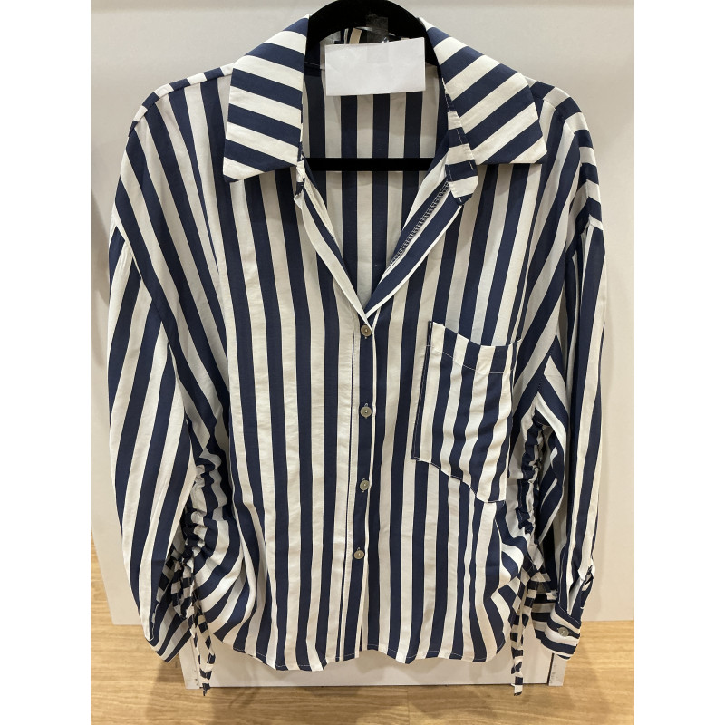 Chemise rayée marine et blanc