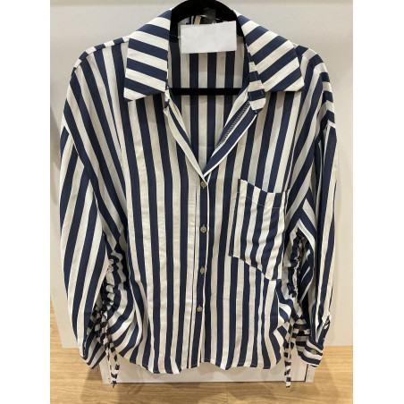 Chemise rayée marine et blanc