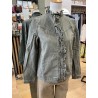 Veste en jeans kaki clair col victorien