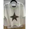 T-shirt sweet blanc étoile léopard