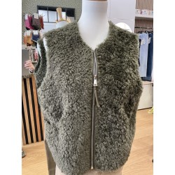 Gilet sans manches moumoute kaki