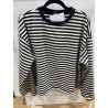 T-shirt sweat mariniere écru et marine