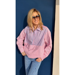 Chemise Kangourou rayée rose