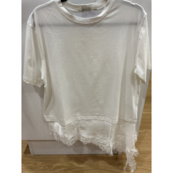 T-shirt Astra blanc/dentelle