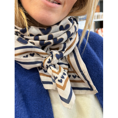 Foulard Coeurs bleu