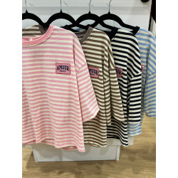 T-shirt rayé AMOUR manches courtes