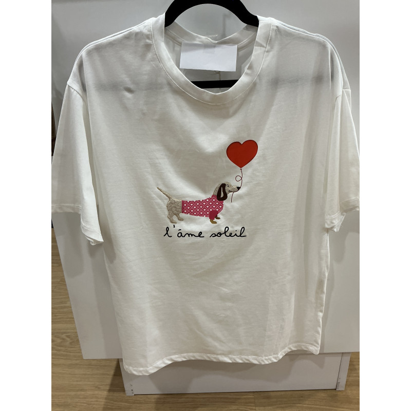 T-shirt teckel coeur rouge